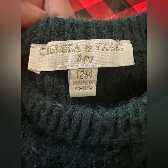 Chelsea & Violet Christmas Green Dressy Chenille Sweater Ruffle Vintage Collar - Picture 3 of 4